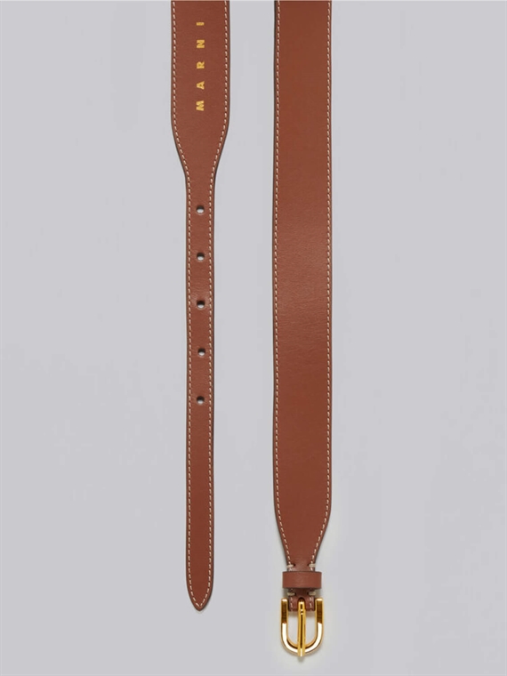 Marni Leather Belt, Maroon